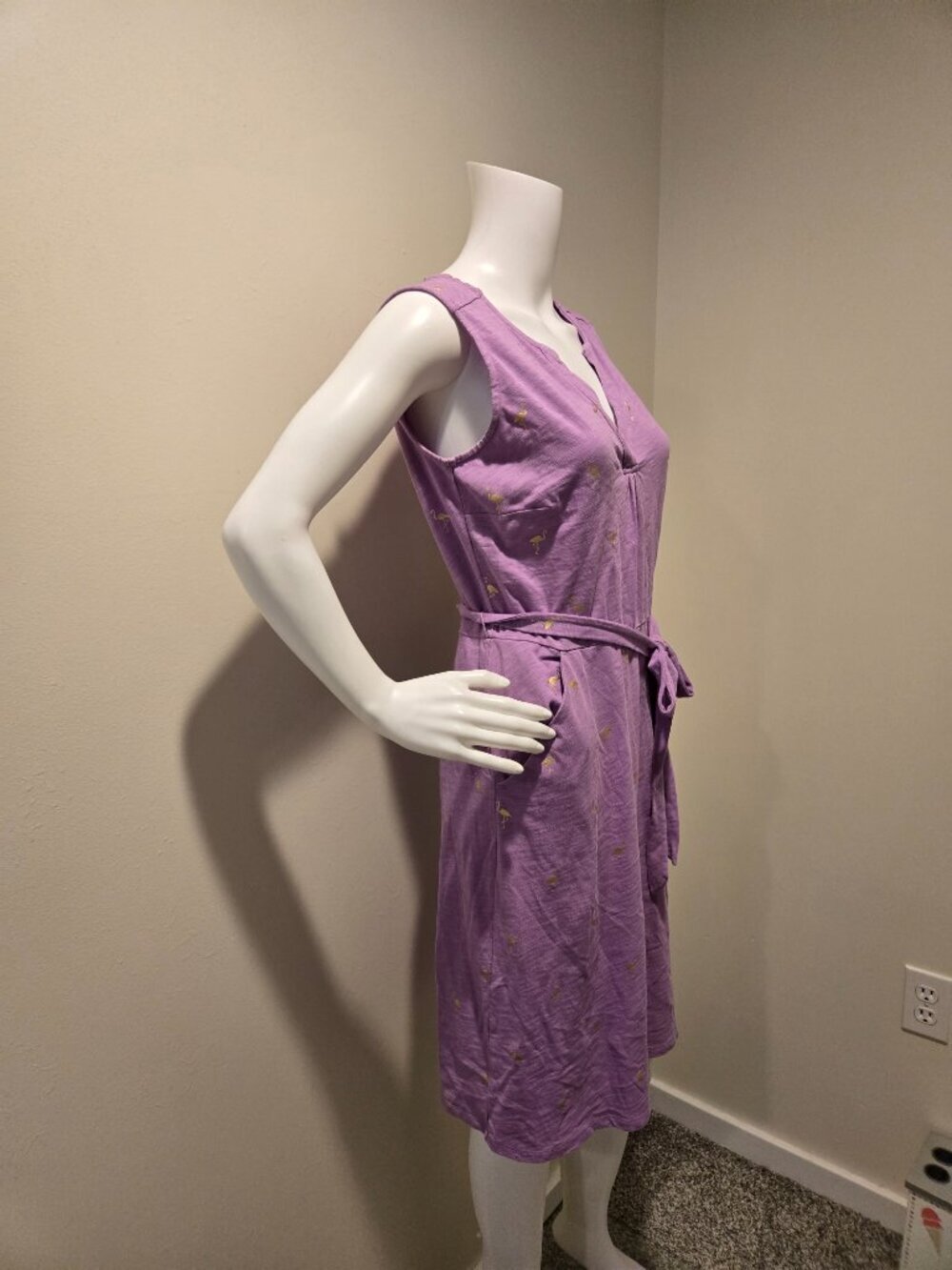 Boden Vanessa Wrap Dress Purple Gold Flamingo Print 4 - Picture 4 of 5